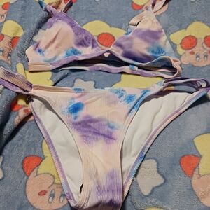 SHEIN Tie-Dye Bikini Set - Purple and Blue